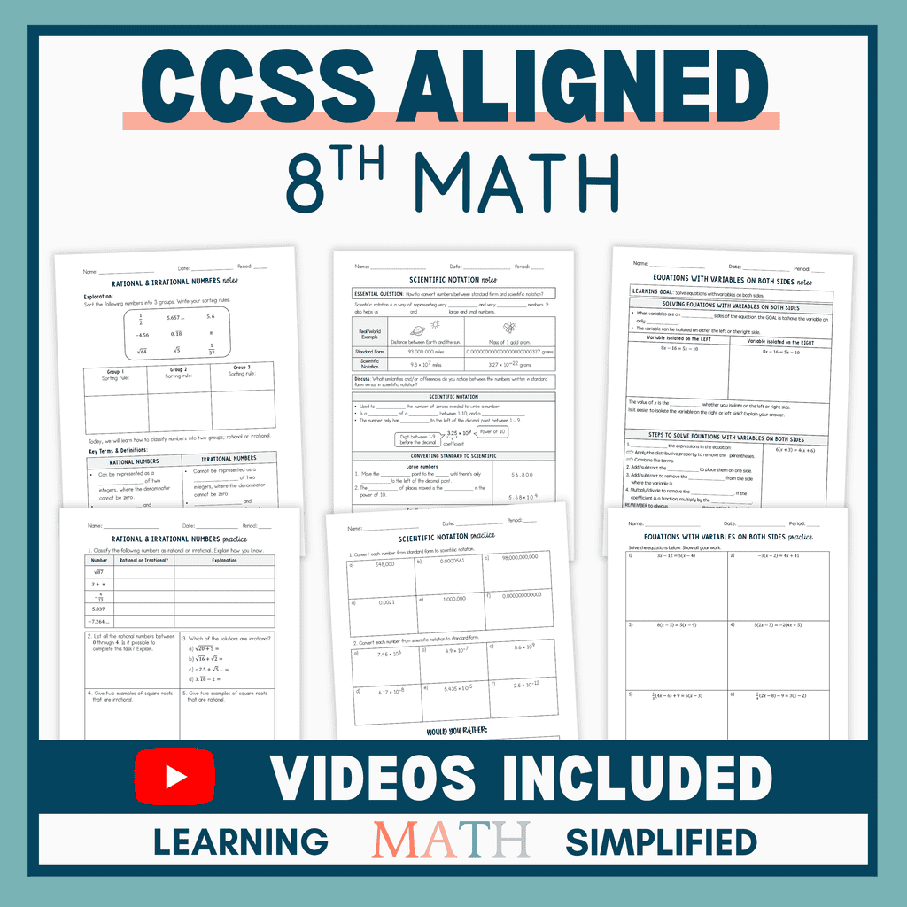 free math bundle grade 8 math